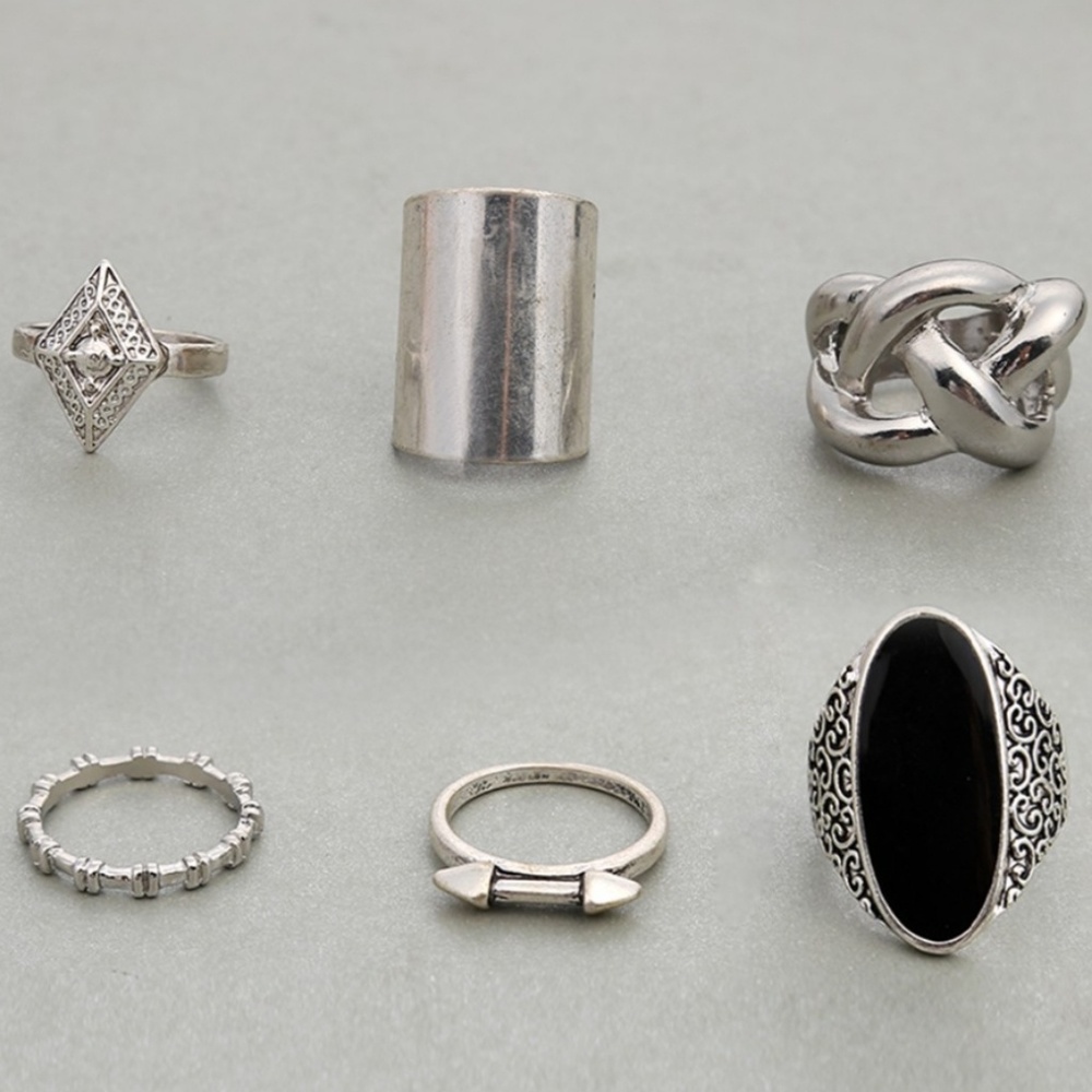 Boho Silver w/black rings - Picture 4 of 4